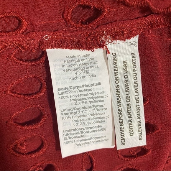 J Crew Mixed Embroidery Shirt Lace Top Red NWT XS - Picture 8 of 10